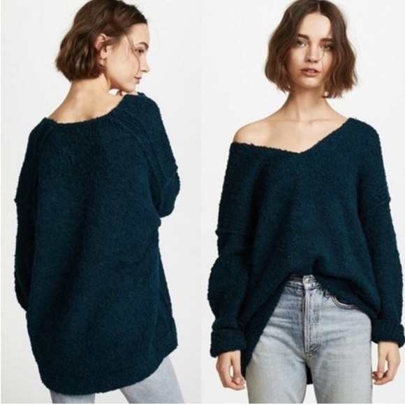 Free People Sweaters - Free People Oversized V Neck Alpaca Blend Boucle Sweater